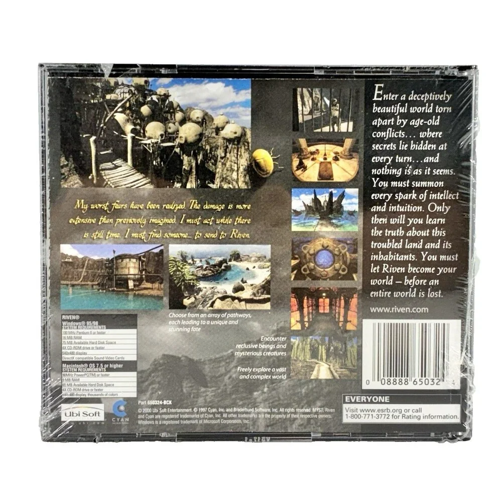 Riven: The Sequel to Myst Windows/Mac Vintage Ubisoft 2000 New Factory Sealed